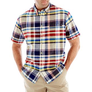 THE FOUNDRY SUPPLY CO. Short Sleeve Crosshatch Shirt Big and Tall, Grn Mnt/navy