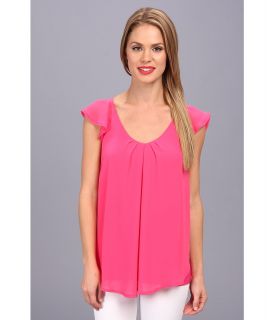Clich Mode Cap Flutter Sleeve Womens Blouse (Pink)