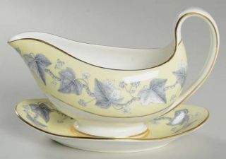 Wedgwood Josephine Yellow Gravy Boat with Attached Underplate, Fine China Dinner