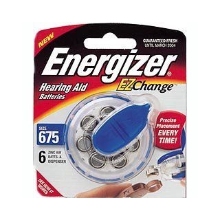 Energizer EZ Change Size 675 Hearing Aid Batteries 6 Pack   AZ675EZ6 