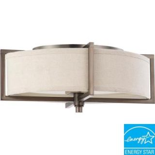 Glomar 2 Light Oval Flush with Khaki Fabric Shade Finished in Hazel Bronze   (2) 13 W GU24 Lamps Included HD 4048