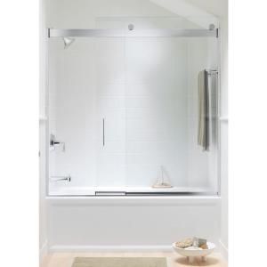 KOHLER Levity 59 5/8 in. W x 59 3/4 in. H Frameless Bypass Tub/Shower Door with Handle in Silver 706002 L SH
