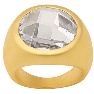 NEXTE Jewelry Frosted 14k Yellow Gold Overlay Chandra CZ Ring NEXTE Jewelry Cubic Zirconia Rings