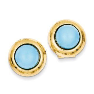 14k Omega Clip Turquoise Earrings Jewelry