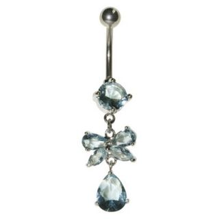 Womens Supreme Jewelry Curved Barbell Belly Ring with Stones   Silver/Blue
