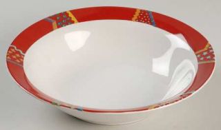 Signature Kiva Coupe Cereal Bowl, Fine China Dinnerware   Red Rim W/Design    Va