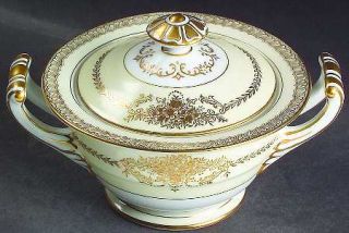Noritake Cherita (4787) Sugar Bowl & Lid, Fine China Dinnerware   Gold Bouquets
