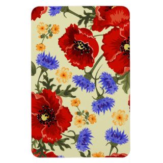 Spring Poppy Flowers Leaf Red Green Blue Yellow Rectangle Magnets