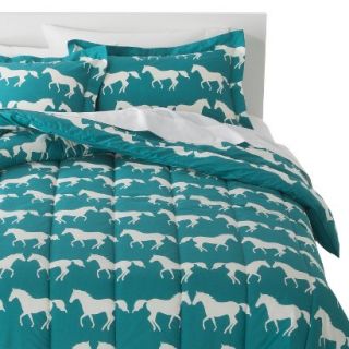Anorak Horses Comforter Set   Blue/White (King)