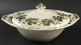 Johnson Brothers Vintage (Cream,Green Ivy& Berries) Round Covered Vegetable, Fin