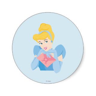 Cinderella Holding Letter Round Sticker