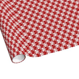Red Checkered pattern with Hearts Wrapping Paper
