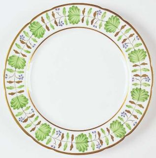 Hammersley Palmetto Dinner Plate, Fine China Dinnerware   Green&Gold Leaves,Blue