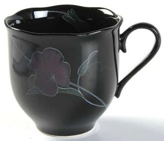 Mikasa Tango Flat Cup, Fine China Dinnerware   Lavender Color Floral On Black