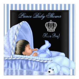 African American Prince Baby Shower Boy Bassinette Custom Invite