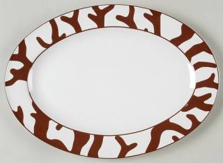 Oneida Island Hues 14 Oval Serving Platter, Fine China Dinnerware   Brown&Orang