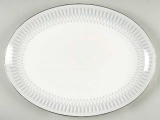 Royal Doulton Debut 16 Oval Serving Platter, Fine China Dinnerware   Gray Cross