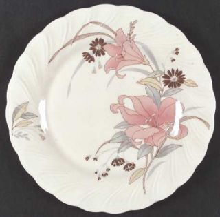 Nikko Calypso Dinner Plate, Fine China Dinnerware   Blossomtme,Swirl,Peach/Gray/