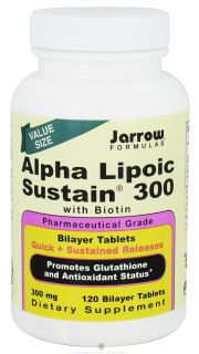 Jarrow Formulas   Alpha Lipoic Sustain with Biotin 300 mg.   120 Tablets