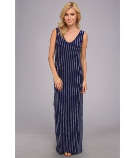 Ninety Vertical Stripe Racerback Womens Dress (Blue)