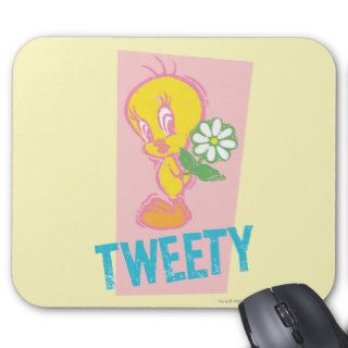 Tweety Holding White Flower Mouse Pad