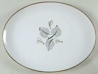 Harmony House China Flair 14 Oval Serving Platter, Fine China Dinnerware   Gray