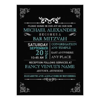 Vintage Typography Poster Bar Bat Mitzvah Personalized Invite