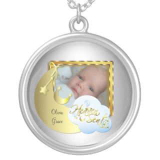 Silver Heaven Sent Baby Photo Frame Necklace