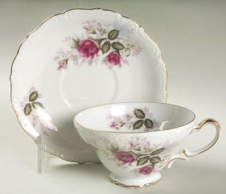 Harmony House China Eugenie Rose Footed Cup & Saucer Set, Fine China Dinnerware