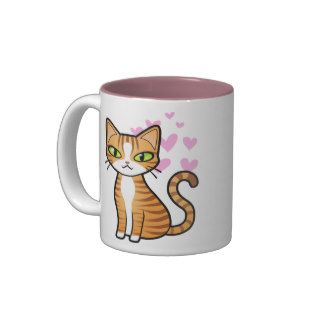 Design Your Own Cartoon Cat (love hearts) Mugs