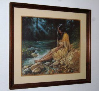 Jerry Crandall American Indian Themed Print titled "Solitude" Numbered and Signed #434 of 1000   Printmaking Prints