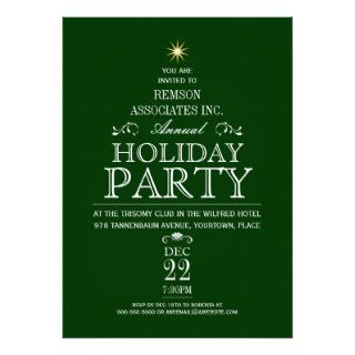 Tannenbaum Typographic Emerald Holiday Party Personalized Announcement