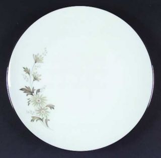Noritake Soroya Dinner Plate, Fine China Dinnerware   Green Flowers, White Outli