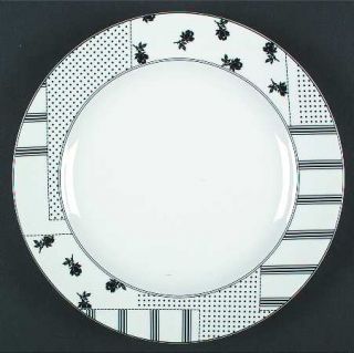 Studio Nova Evening Concerto Dinner Plate, Fine China Dinnerware   Black Flowers