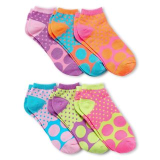 6 pk. Polka Dot Low Cut Socks, Rainbow Dots, Womens