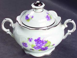 Schumann   Bavaria Violette (Platinum Trim) Sugar Bowl & Lid, Fine China Dinnerw