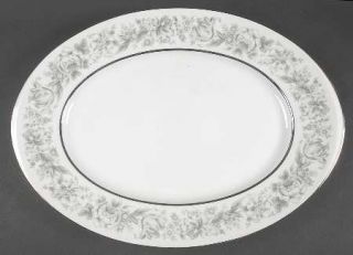 Style House Prestige 16 Oval Serving Platter, Fine China Dinnerware   Gray Flow