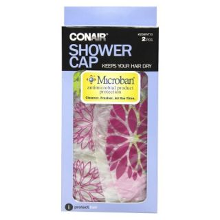 Conair 2 Pack Printed Shower Cap w/Microban   Pink