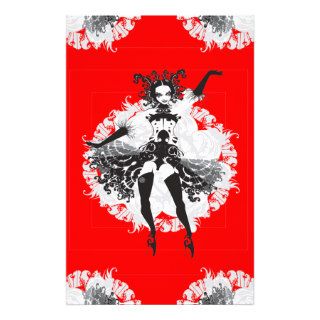 Vintage Can Can Dancer Red & Black Personalized Stationery