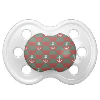 Nautical Green & Pink Baby Pacifiers