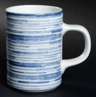 Dansk Centra Blue Mug, Fine China Dinnerware   White/Blue Rings On Rim, White Ce