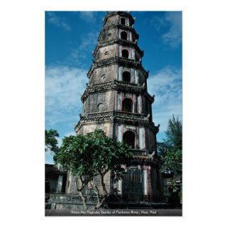 Thien Mu Pagoda, banks of Perfume River, Hue, Viet Poster
