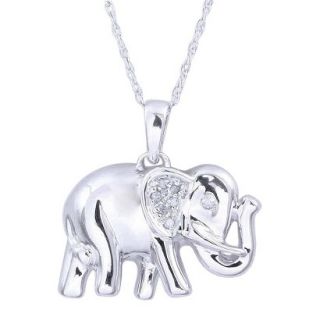 0.03 CT.T.W. Diamond Elephant Animal Pendant in Sterling Silver