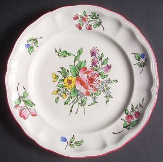 Luneville Old Strasbourg (Off White Bkgd,Rose) Luncheon Plate, Fine China Dinner