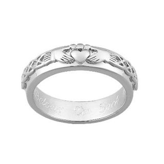 Sterling Silver Personalized Engraved Claddagh Wedding Band   11