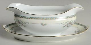 Noritake Lincoln Gravy Boat with Attached Underplate, Fine China Dinnerware   Pa