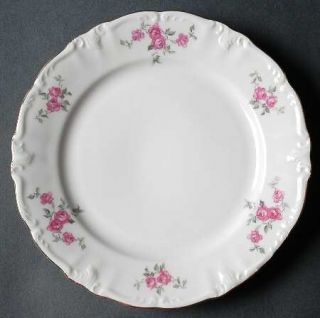 Winterling   Bavaria Wig16 Salad Plate, Fine China Dinnerware   Pink Roses,Gray