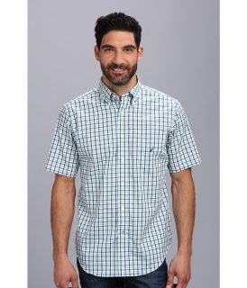 Nautica Wrinkle Resistant Mini Check S/S Woven Shirt Mens Short Sleeve Button Up (Blue)