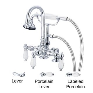 Water Creation F6 0013 01 Vintage Classic 3 3/8 inch Center Mount Tub Faucet Gooseneck Spout 2 inch Risers Handheld Shower Water Creation Bathroom Faucets