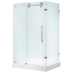 Vigo 36 in. x 79 in. Frameless Bypass Shower Enclosure in Chrome with Frosted Glass and Left Base VG6051CHMT48WL
